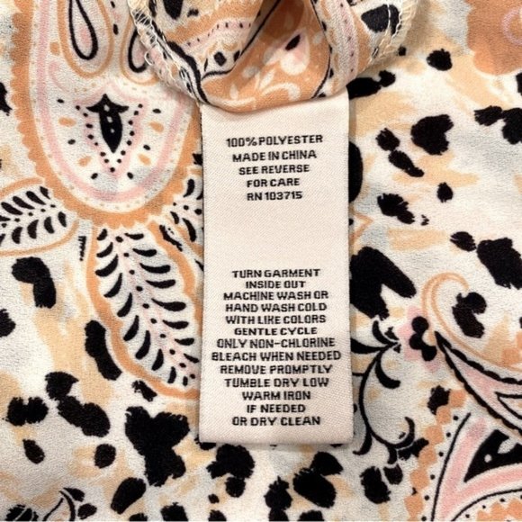 Nanette Lepore crepe chiffon boho animal print paisley peasant top. Size 1X - Picture 8 of 8